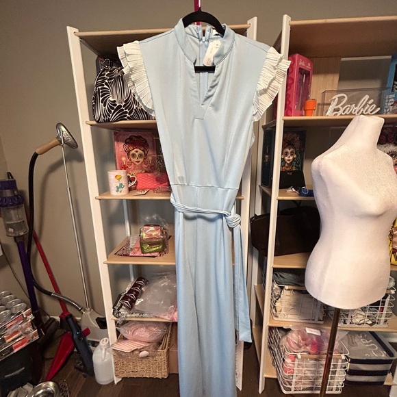 Area Stars Light Blue Ruffled Sleeve Jumpsuit Preloved size large - Picture 5 of 11